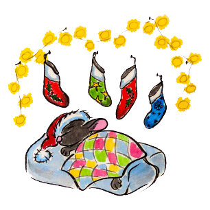 Christmas and New Year mouse with stockings