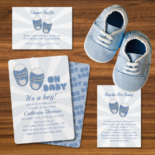 Oh Baby   Baby Shoes Dusty Blue Boy Book Request Enclosure Card