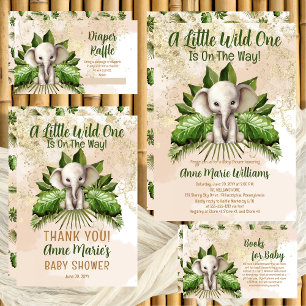 Elephant Little Wild One Is On The Way Baby Shower Thank You Card
