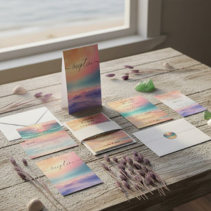 Pink Green Ocean Beach Watercolor Signature Wed Programme