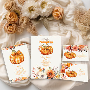 A Little Pumpkin Fall Floral Baby Shower Invitation