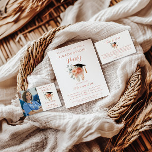 Soft Floral Tooth Graduation Party Thank You Card