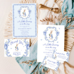 A Little Bunny Is On The Way Vintage Baby Shower Invitation