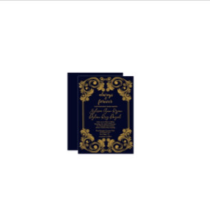 Elegant Navy & Gold Wedding Invitation