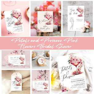 Petals and Prosecco Pink Floral Recipe Enclosure Card