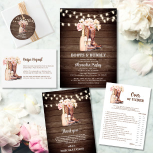 Cowgirl Boots Rustic Bridal Shower RECIPE REQUEST Enclosure Card