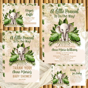 Elephant A Little Peanut Is On The Way Baby Shower Thank You Card
