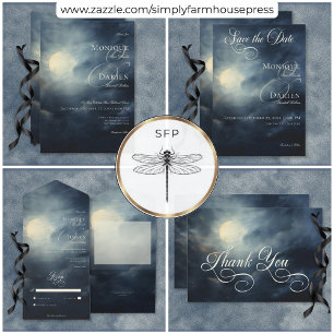 Dark Gothic Full Moon Night Sky Wedding Invitation