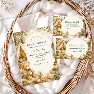 Rustic Woodland Bear Camping Baby Shower Invitation