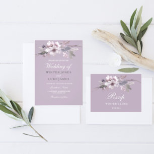 Pretty Purple Floral Wedding Vow Renewal Invite