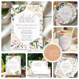 Brunch and Bubbly   Boho Floral Bridal Shower Acrylic Invitations