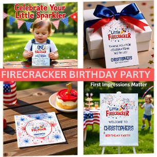 Little Firecracker 4th of July Party Welcome Poster
