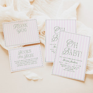 Oh Baby Vintage Preppy Girl Baby Shower Invitation