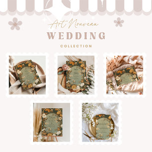 Romantic Art Nouveau Botanical Frame Wedding Invitation