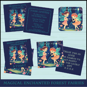 Magical Enchanted Forest Fairies Birthday Party Invitation