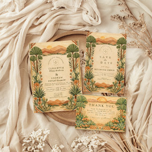 Boho Desert Botanical Wedding Invitation