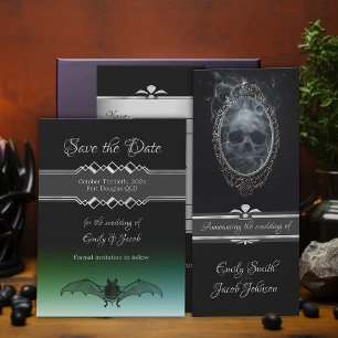 Spooky Gothic Black Bat Halloween Wedding