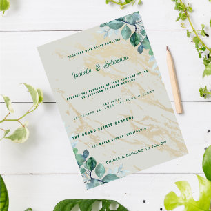 Wedding Place Card   Sage Green Eucalyptus & Gold 