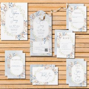 Blue Dried Boho Flowers Blue Wedding Save The Date