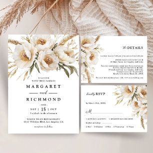 Rustic Boho Ivory Floral Wedding Guest Book