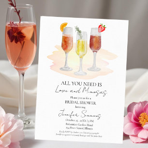 All You Need Is Love and Mimosas   Bridal Shower  Invitation
