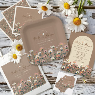 Boho Chic Modern Wildflower Baby in Bloom Shower Napkin