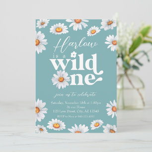 Watercolor Daisy One Girl's first Birthday Invitat Invitation