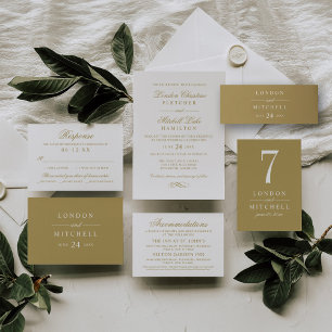 Classic Elegant Antique Gold Wedding Invitation