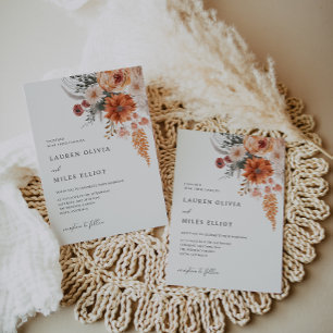 Boho Floral Fall Wedding Thank You Note Card