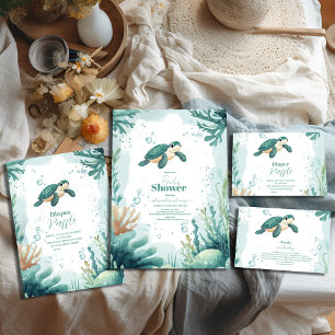 Baby Shower Sea Turtle Watercolor  Baby Shower Invitation