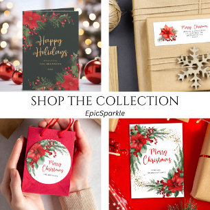 Red Holiday Greenery Christmas Party Invitation