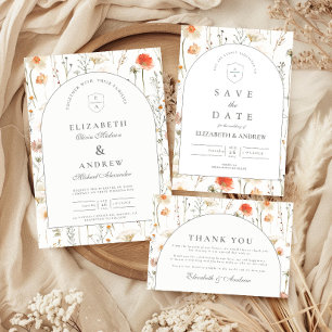 Minimal Wildflower Botanical Wedding Thank You Card