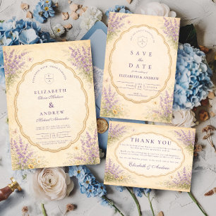 Vintage Lavender Garden Wedding Invitation