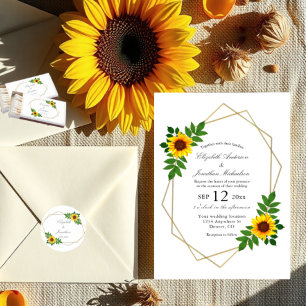 Sunflower Geometric Wedding Classic Round Sticker