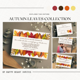 Autumn Leaves Fall Photo Wedding Invitation