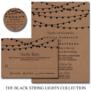 The Rustic Kraft String Lights Wedding Collection Invitation