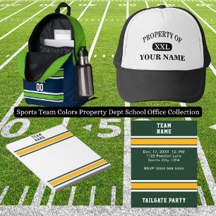 Midnight Green Silver White Sports Team Name Printed Backpack