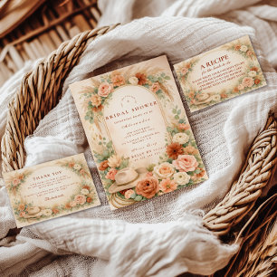 Rustic Floral Boots Western Bridal Shower Invitation