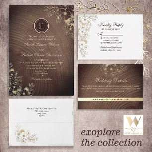 Rustic Wood Boho Floral Wedding Details Enclosure Card