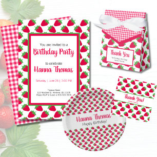 Strawberry Sweet Pattern Birthday Paper Plate