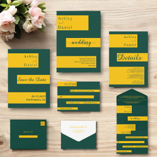 Elegant Minimal Green And Gold Modern Chic Wedding Save The Date