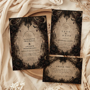 Vintage Victorian Goth Wedding Thank You Card