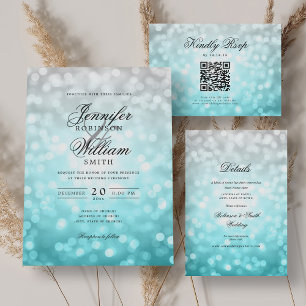 Elegant Beach Ombre Bokeh Lights Wedding Details Enclosure Card
