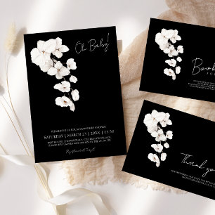Elegant Black White Orchids Floral Baby Shower Classic Round Sticker