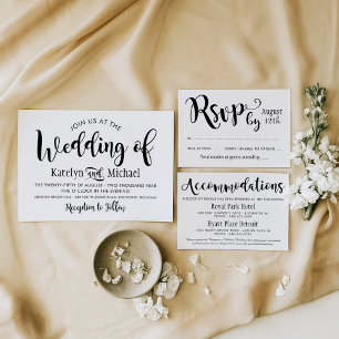 Modern Brush Script Landscape Wedding Invitation