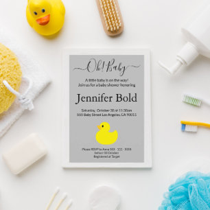 Yellow Duck Boy Baby Shower Invitation