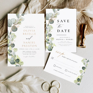 Eucalyptus Greenery Succulent Elegant Wedding Invitation