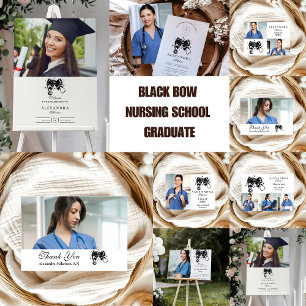 3 Photos Black Bow Nursing School Graduate Announcement