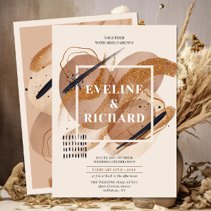 Boho Terracotta rose gold glitter brown hues Invitation