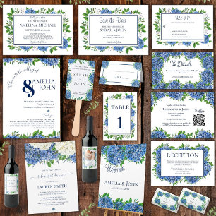 Elegant Blue Hydrangeas Wedding Invitation